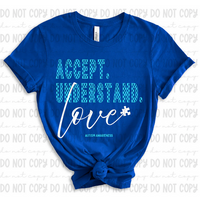 Accept Understand and Love (White)(Autism)