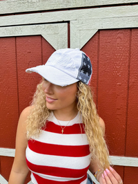 American Flag Criss Cross High Pony C.C. Ball Cap