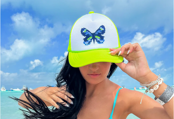 Blue Abstract Butterfly C.C. Trucker Ball Cap