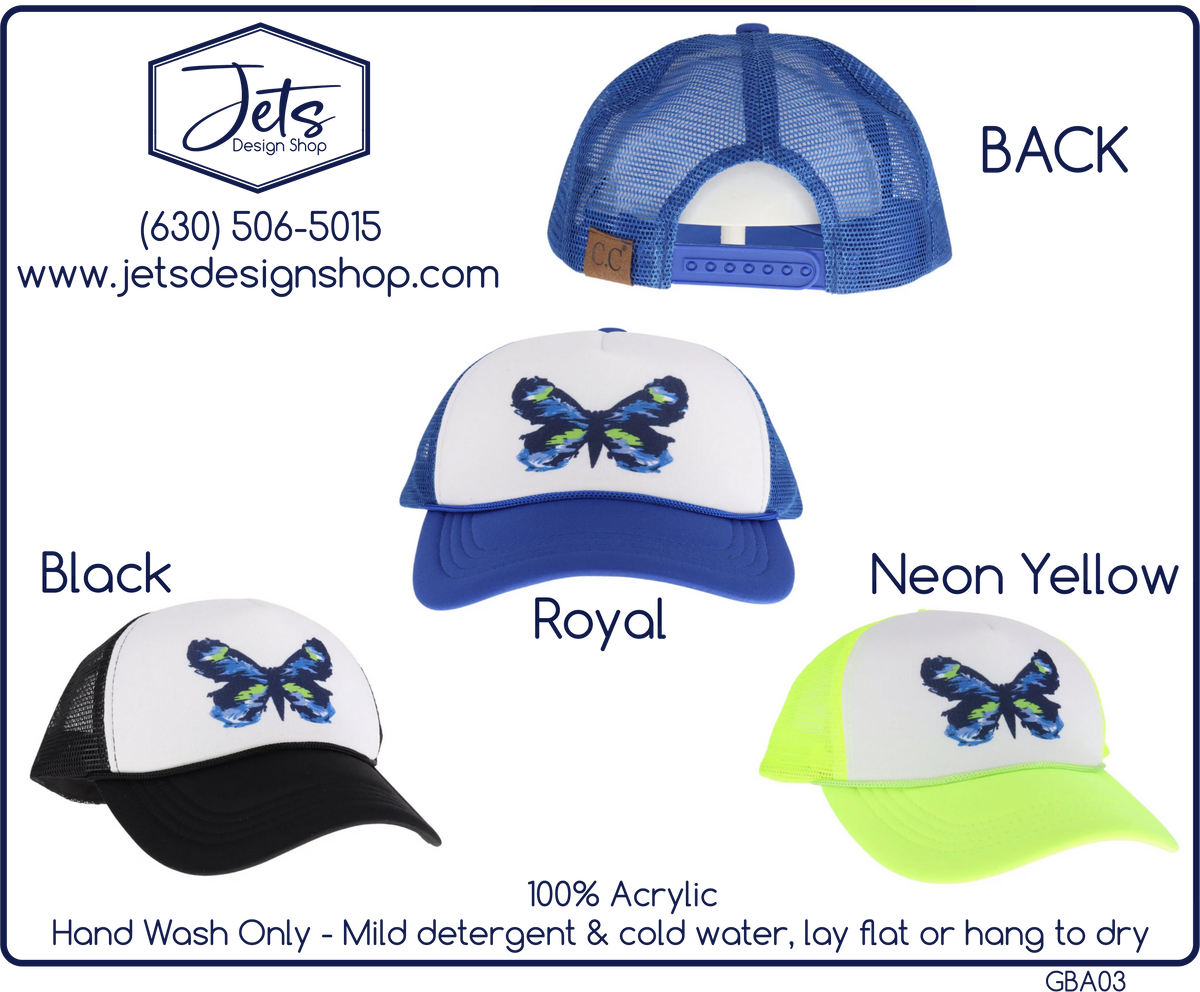 Blue Abstract Butterfly C.C. Trucker Ball Cap