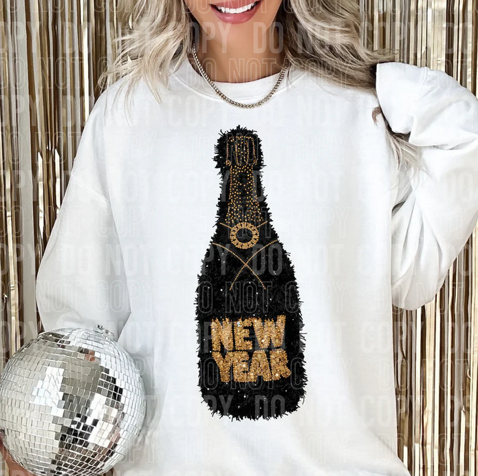 Champagne Bottle Black