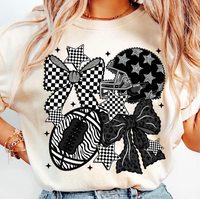 Checkered Coquette Football (Black & White)