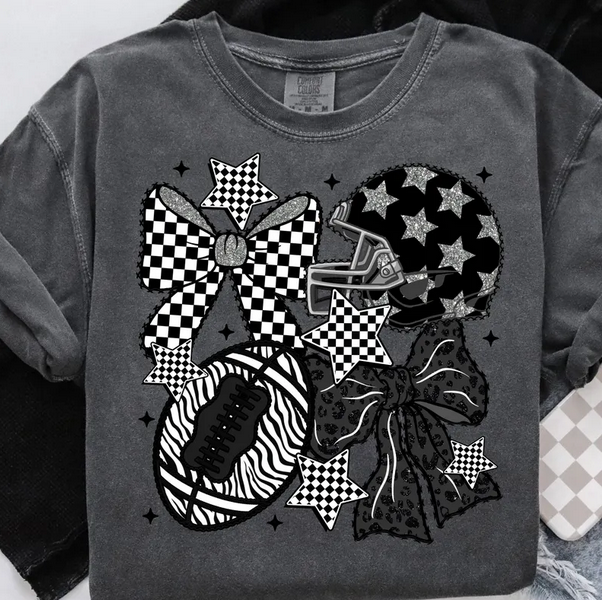 Checkered Coquette Football (Black & White)