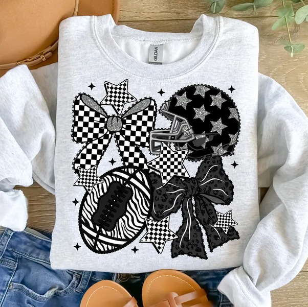 Checkered Coquette Football (Black & White)