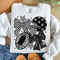 Checkered Coquette Football (Black & White)