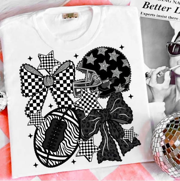 Checkered Coquette Football (Black & White)