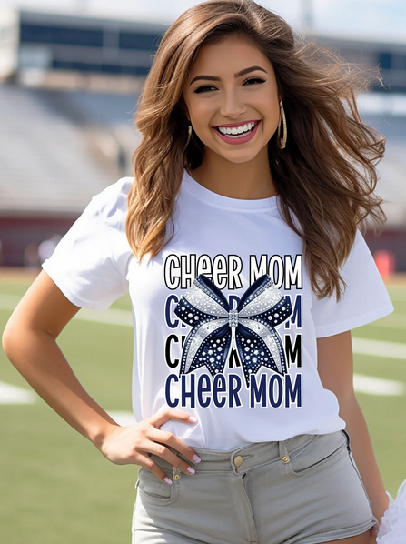 Cheer Mom (White & Navy)