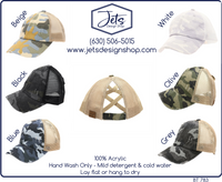 Distressed Camouflage Criss-Cross High Ponytail C.C. Ball Cap