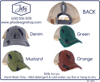 Embroidered Leaf Motif Jacquard Denim High Pony Criss Cross C.C. Ball Cap