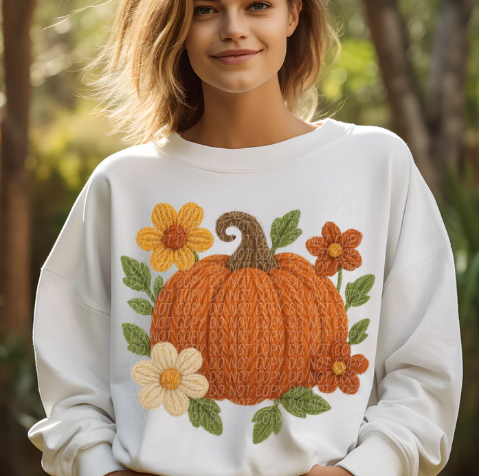 Faux Yarn Flower Pumpkin