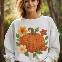 Faux Yarn Flower Pumpkin