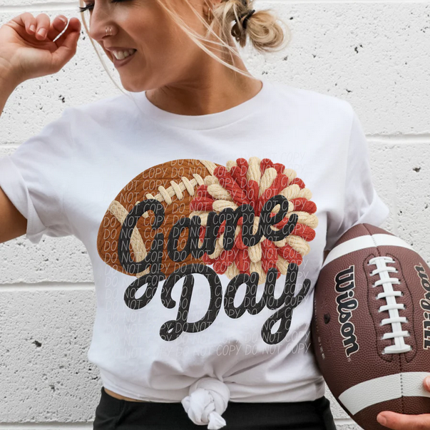Football Game Day PomPom Faux Knit