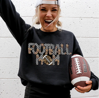 Football Mom Football (Checkered Leopard)