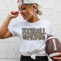 Football Mom Football & Helmet (Checkered Leopard)