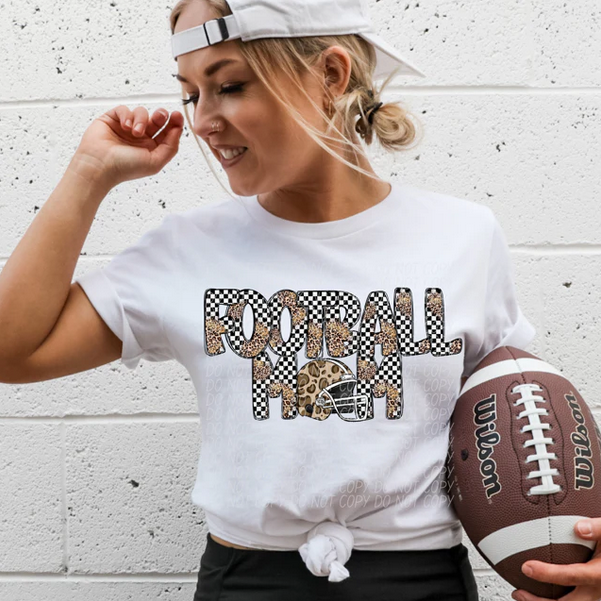 Football Mom Helmet (Checkered Leopard)