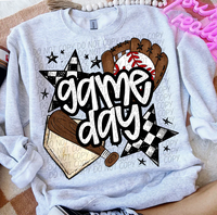 Game Day Sports Checkered Stars - Baseball (White)