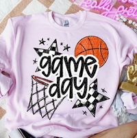Game Day Sports Checkered Stars - Basketball (Black)
