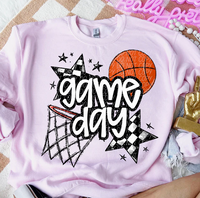 Game Day Sports Checkered Stars - Basketball (White)