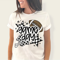 Game Day Sports Checkered Stars - Football (Black)