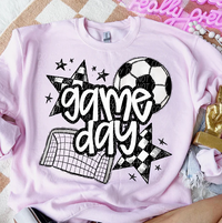 Game Day Sports Checkered Stars - Soccer (White)