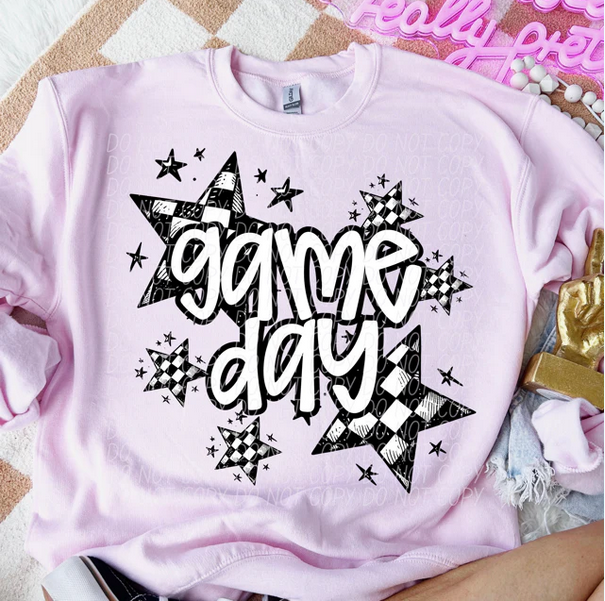 Game Day Sports Checkered Stars - White