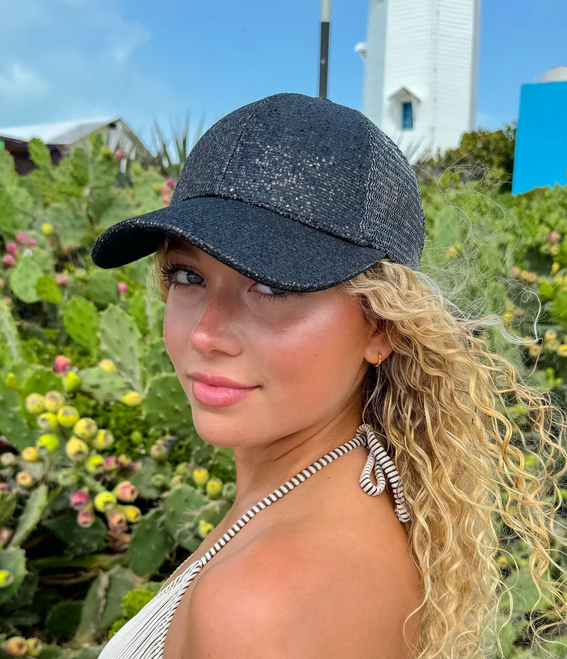 Glitter Mesh Criss Cross High Pony C.C. Ball Cap
