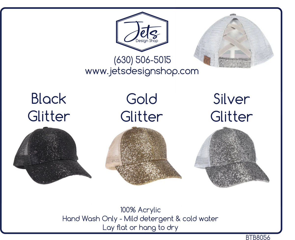 Glitter Mesh Criss Cross High Pony C.C. Ball Cap