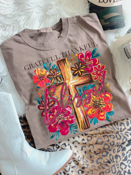 Grateful Thankful Blessed (Cross)