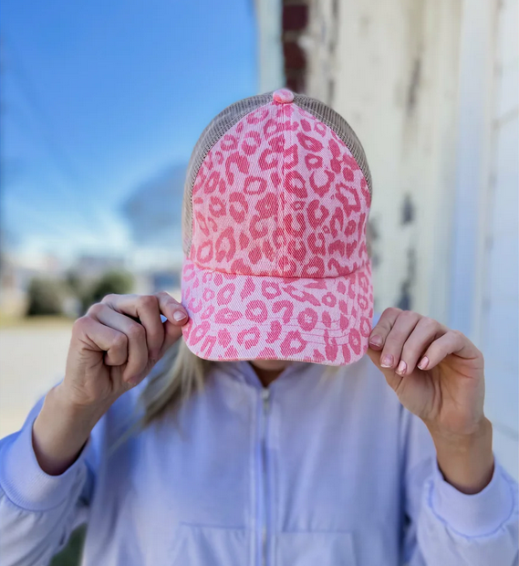 Leopard Denim Mesh Back High Pony Criss Cross C.C. Ball Cap