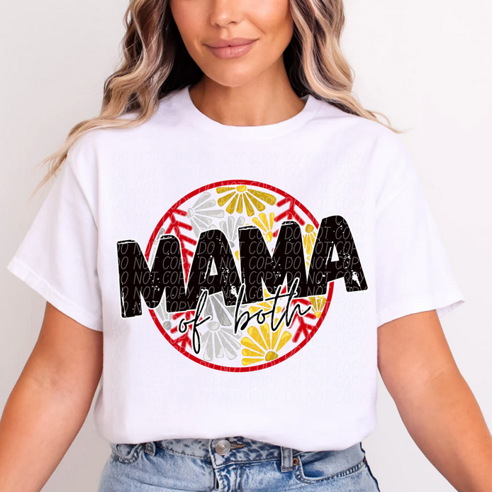 Mama Of Both Floral (Baseball/Softball)