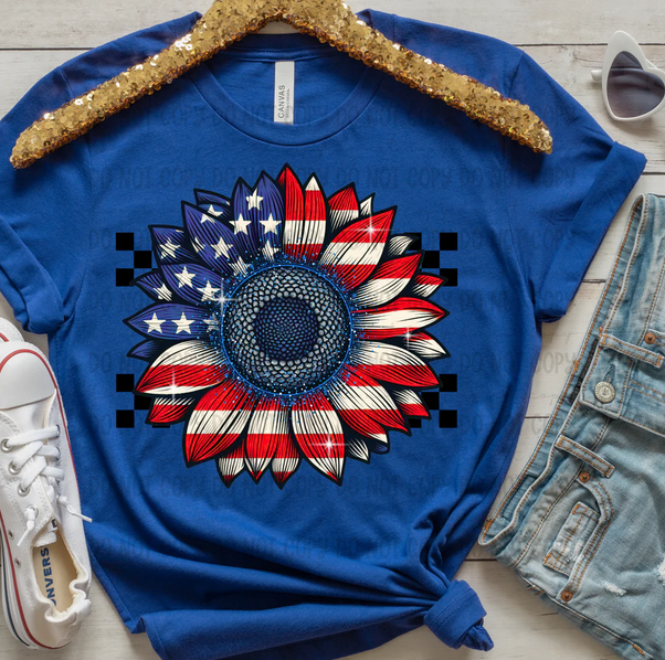 Patriotic Sunflowers (Checkered)