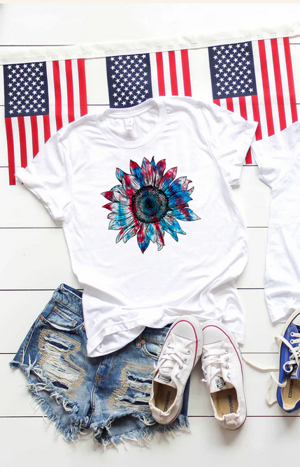 Patriotic Tie Dye Sunflower