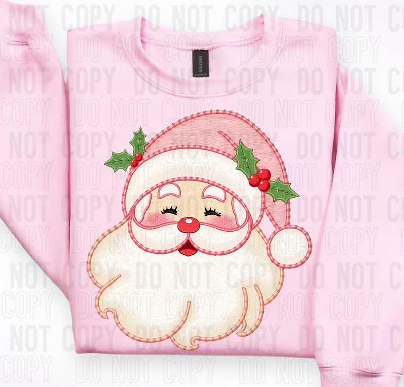 Pink Santa Faux Embroidery