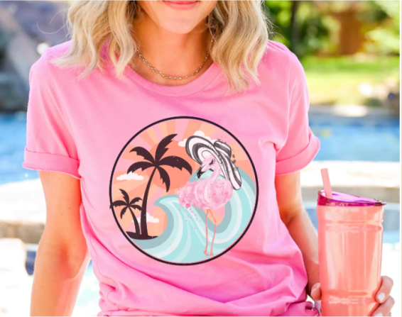 Flamingo Beach (Full Front or Left Chest)