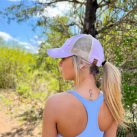 Solid Cotton High Pony Criss Cross C.C. Ball Cap With Side Net Panels