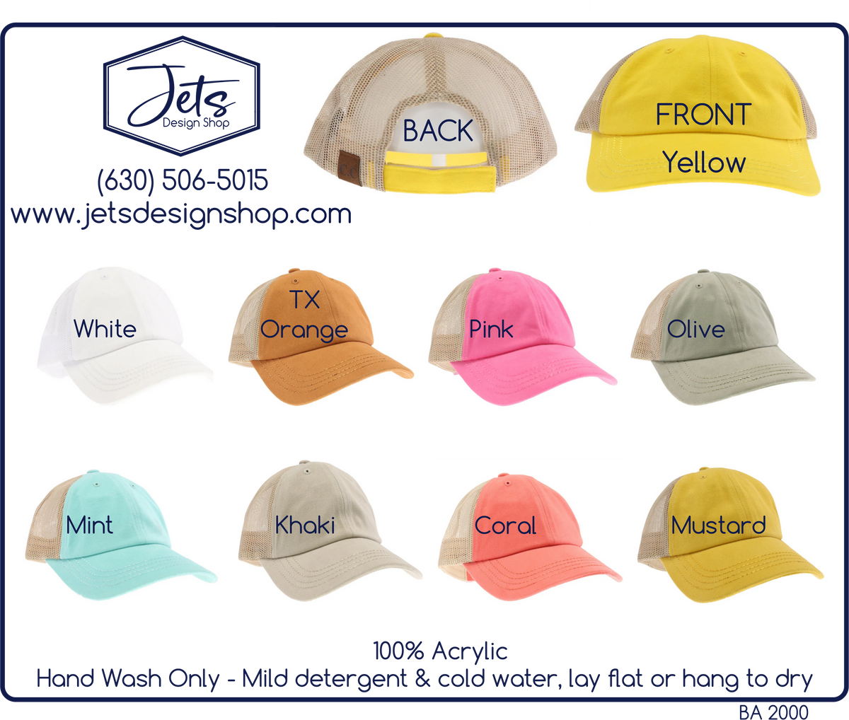 Solid Cotton Brushed C.C. Trucker Ball Cap