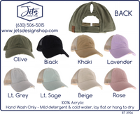 Solid Cotton High Pony Criss Cross C.C. Ball Cap With Side Net Panels