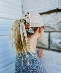 Stonewashed Denim Mesh Criss Cross High Pony C.C. Ball Cap