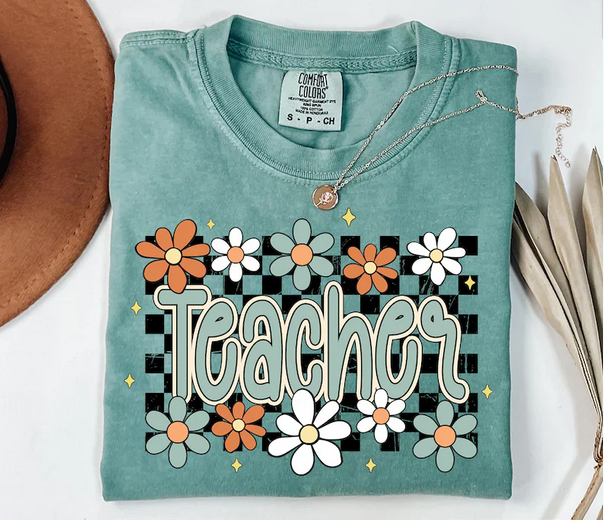 Teacher (Flowers-Checkered)