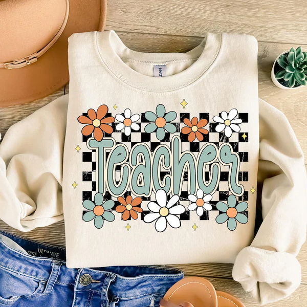 Teacher (Flowers-Checkered)