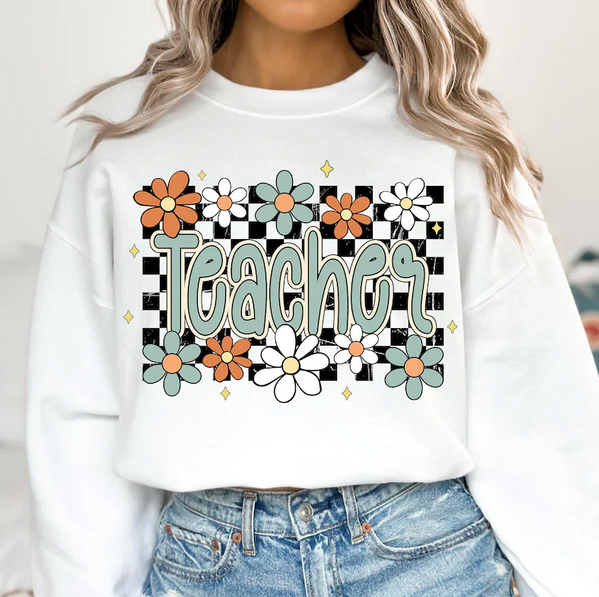 Teacher (Flowers-Checkered)