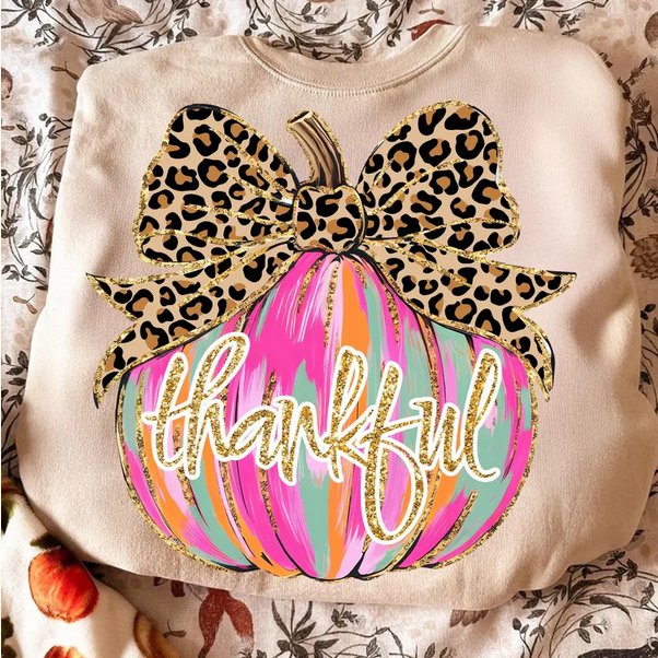 Thankful Pumpkin (Leopard Bow)