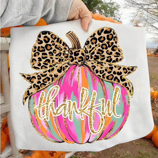 Thankful Pumpkin (Leopard Bow)