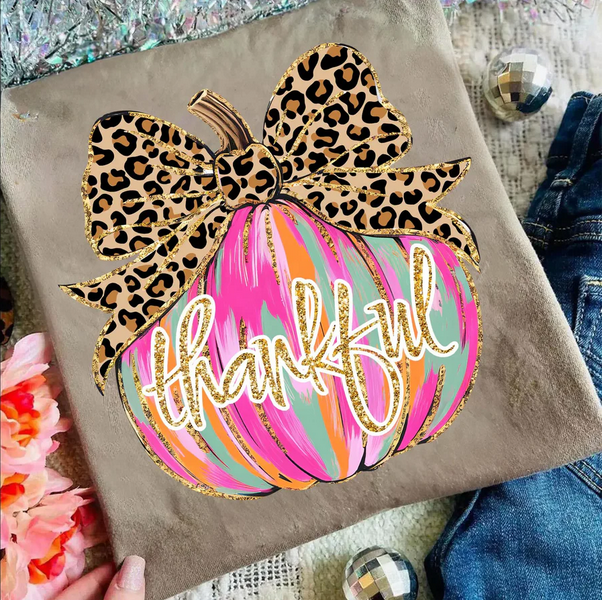 Thankful Pumpkin (Leopard Bow)