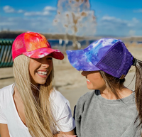 Tie Dye Criss-Cross Mesh High Ponytail C.C. Ball Cap