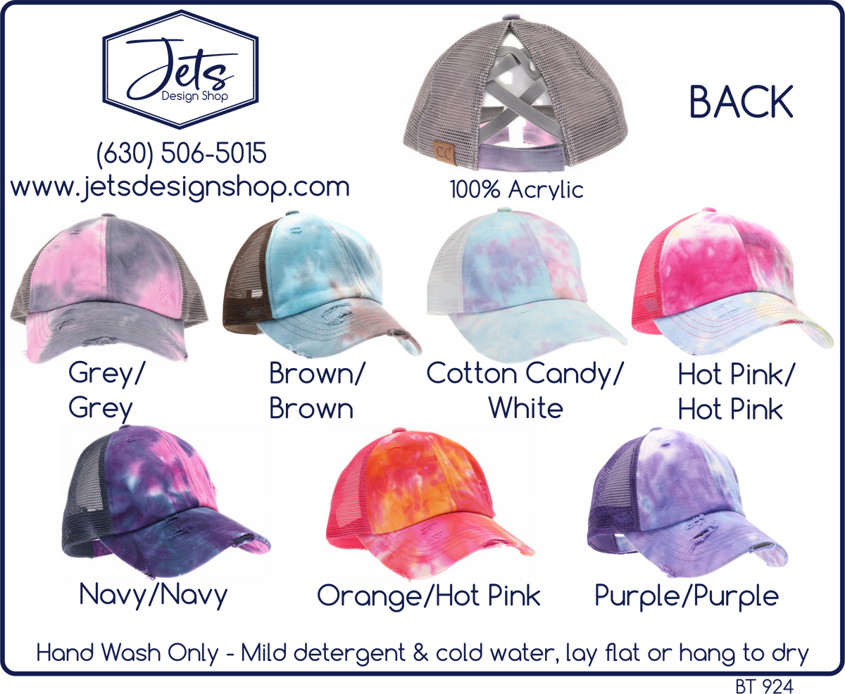 Tie Dye Criss-Cross Mesh High Ponytail C.C. Ball Cap