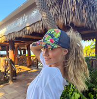 Tropical Print Criss-Cross High Pony C.C. Ball Cap
