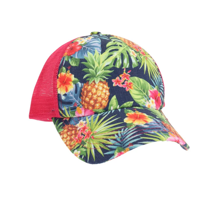 Tropical Print Criss-Cross High Pony C.C. Ball Cap
