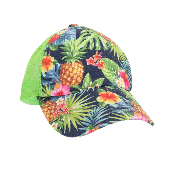 Tropical Print Criss-Cross High Pony C.C. Ball Cap