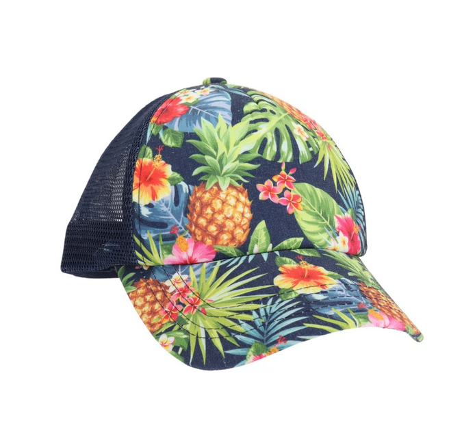 Tropical Print Criss-Cross High Pony C.C. Ball Cap